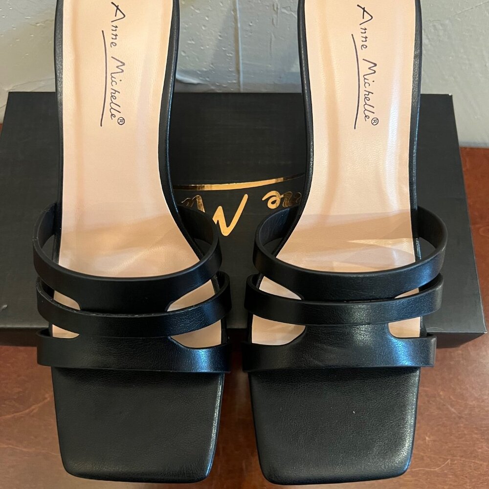 NEW Women's Anne Michelle Square Toe Cut Out Strap Heels - 6.5